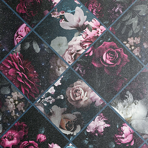 Arthouse Floral Collage Plum Teal Wallpaper 10 05m X 53cm Wickes Co Uk