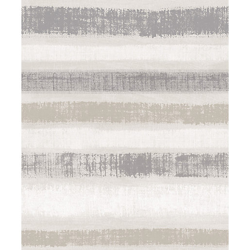 Arthouse Painted Stripe Chalk Grey Wallpaper 10.05m x 53cm