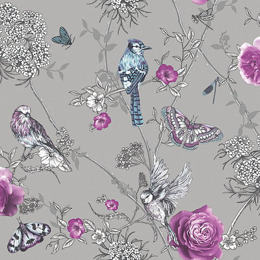 Arthouse Paradise Garden Silver Wallpaper 10.05m x 53cm | Wickes.co.uk