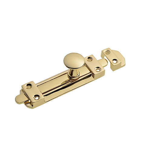 wickes heavy duty flat bolt polished brass 100mm wickes co uk