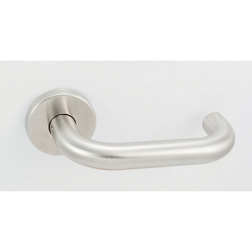 4FireDoors Roundbar Round Rose Lever Door Handle Satin Aluminium 19mm