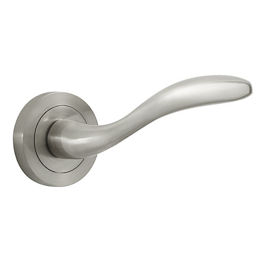 Designer Levers Jasper Lever On Rose Door Handle Brushed Nickel 1