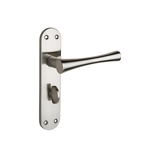 Wickes Bella Bathroom Door Handle Satin Nickel 1 Pair Wickes.co.uk