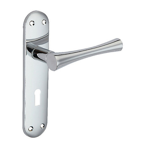 Wickes Bella Lock Door Handle Polished Chrome 1 Pair Wickes.co.uk