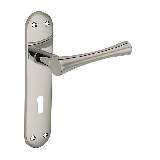 Wickes Bella Lock Door Handle Satin Nickel 1 Pair Wickes.co.uk