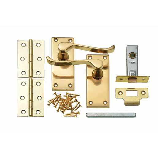 Wickes Paris Victorian Scroll Latch Door Handle Set Polished Brass 1 Pair Wickes Co Uk