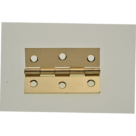 Wickes Butt Hinge - Brass Plated 76mm Pack of 2 | Wickes.co.uk