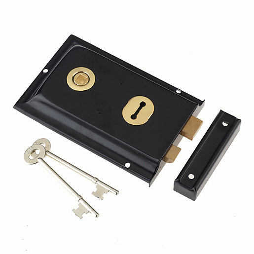 Yale P334BK Rim Door Lock Black Wickes.co.uk