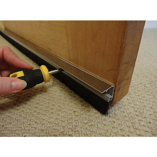 Wickes Concealed Fixing Door Brush Draught Exlcuder Chrome Effect