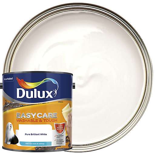 Dulux Easycare Washable & Tough Pure Brilliant White Matt Emulsion Paint 2.5L Wickes.co.uk