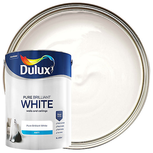 Dulux Matt Emulsion Paint - Pure Brilliant White - 5L | Wickes.co.uk