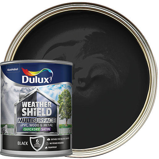 Dulux Weathershield Exterior Multi Surface Quick Dry Satin Paint Black 750ml Wickes Co Uk