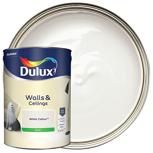 Dulux White Cotton Silk Emulsion Paint 5L Wickes.co.uk