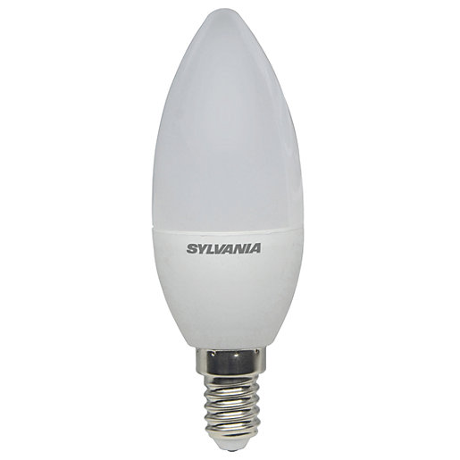 sylvania led non dimmable frosted e14 candle light bulbs 5w pack of 4