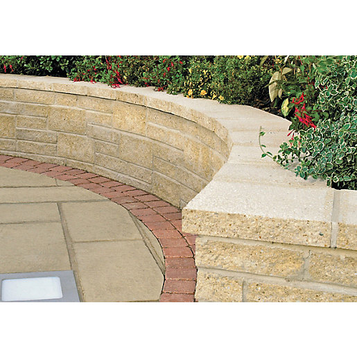 Marshalls Saxon Textured Coping Stone Buff 600 x 136 x 50mm Wickes