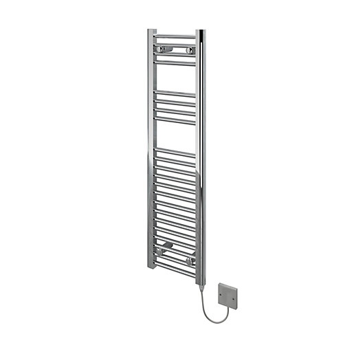 Kudox Flat Electric Towel Radiator Chrome 300 x 1100 mm Wickes.co.uk