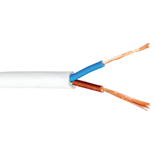2 Core Round Flexible Cable 0.75mm² 2182Y White