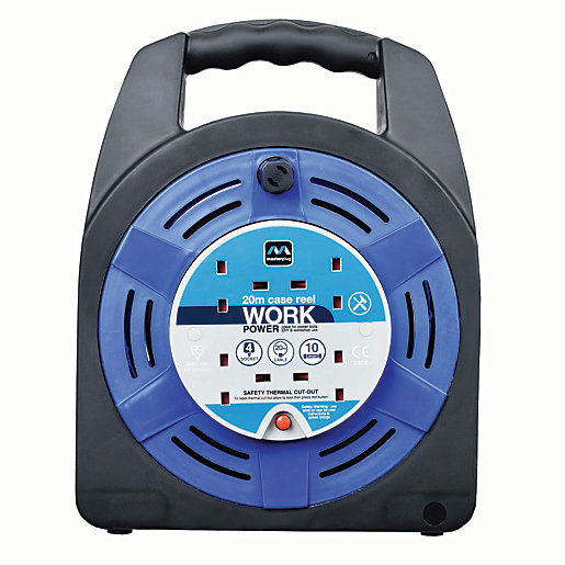 Masterplug 4 Socket Thermal Cut Out Case Reel Blue 20m 10a Wickes Co Uk