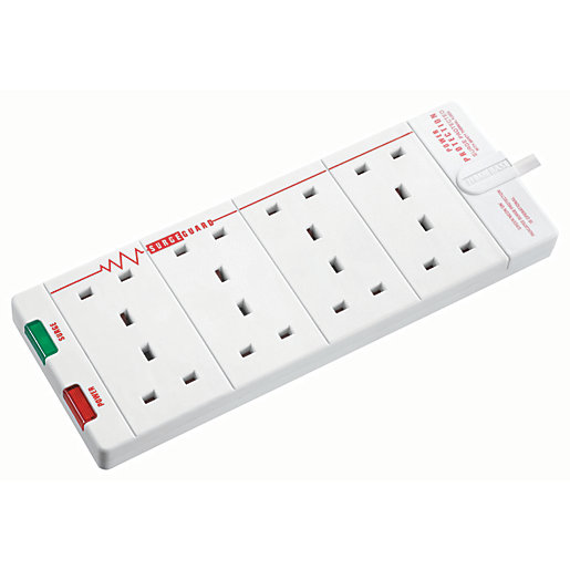 Masterplug 8 Socket Extension Lead With Surge Protection White 2m 13a Wickes Co Uk