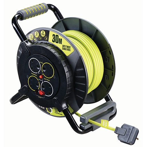Masterplug Pro Xt 4 Socket Anti Twist Fixed Socket Open Reel Cable 30m 13a Wickes Co Uk