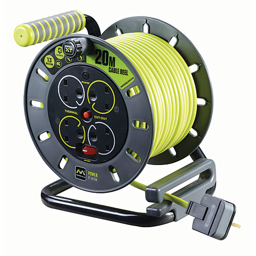 Masterplug Pro Xt 4 Socket Open Reel High Visibility Cable 20m 13a Wickes Co Uk