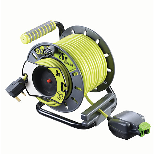 Masterplug Pro Xt Reverse Open Reel High Visibility Cable 25m Wickes Co Uk
