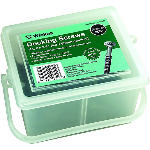 Wickes Decking Screws No 8 x 64mm Pack of 200 Wickes.co.uk