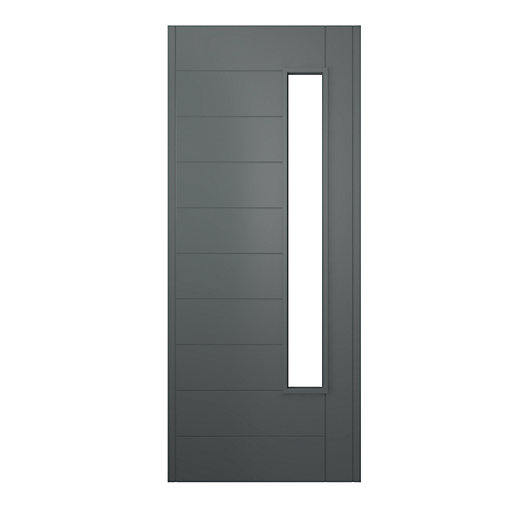 JCI Ultimate Stockholm External Hardwood Glazed Door Grey with Handle