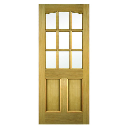 Wickes External Oak Door Glazed 2 Panel 2032 x