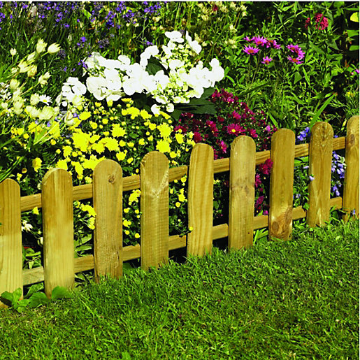 Forest Garden Timber Picket Fence Style Border Edging 280 X 1100 Mm
