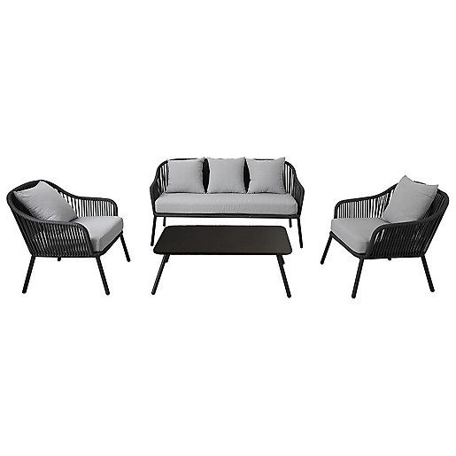 charles bentley 4 seater rope metal garden lounge set wickes co uk