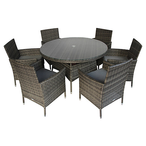Charles Bentley 6 Seater Rattan Dining Set Grey | Wickes.co.uk (515 x 515 Pixel)