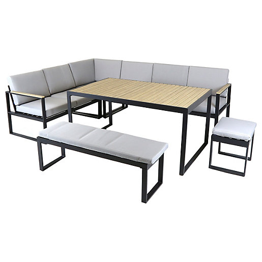 charles bentley extrusion aluminium corner sofa garden set grey wickes co uk