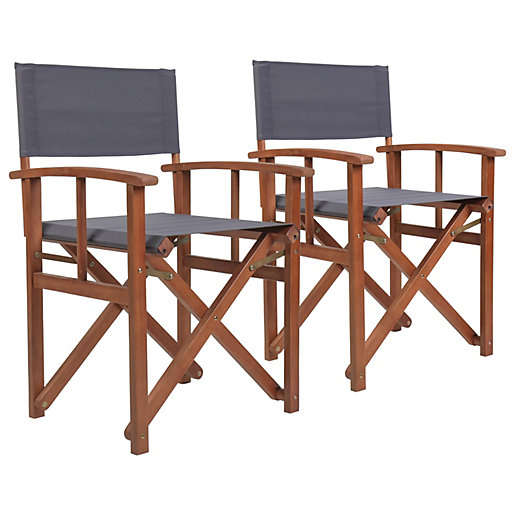 charles bentley fsc pair of folding wooden garden directors chairs grey wickes co uk