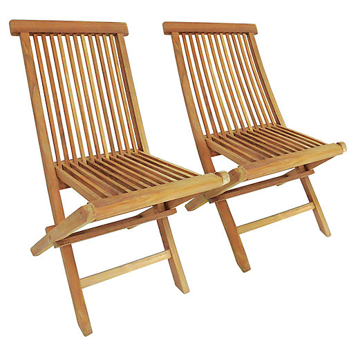charles bentley pair of teak wooden folding garden chairs wickes co uk
