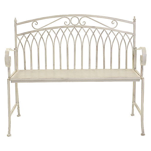 Charles Bentley Wrought Iron Garden Bench White Wickes Co Uk