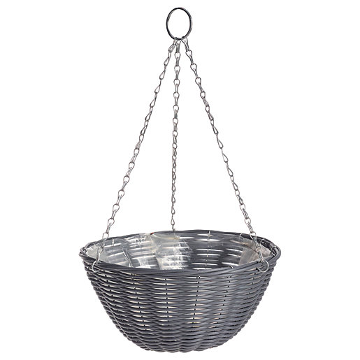 14in rattan dark grey hanging basket wickes co uk best plants for small wall planters
