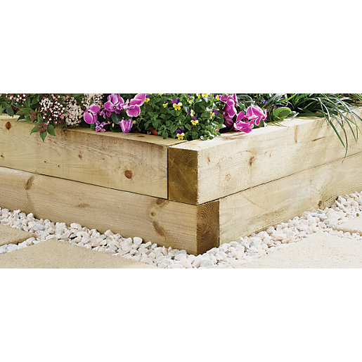 Wickes Garden Sleepers Light Green 100 X 150mm X 1 8m Wickes Co Uk