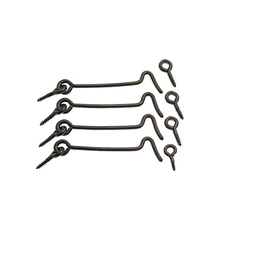 Wickes Wire Gate Hook Screw In Black 75mm Pack of 4 Wickes.co.uk