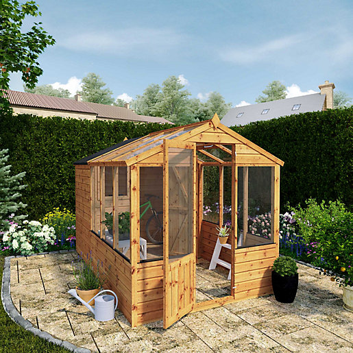 Mercia 10 X 6 Ft Traditional Apex Greenhouse Combi Shed Wickes Co Uk - Garden Sheds With Greenhouse Combined
