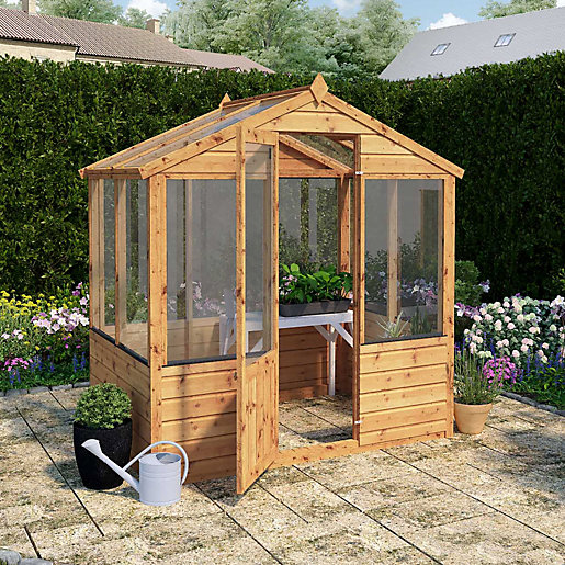 Mercia 4 x 6 ft Wooden Apex Greenhouse Wickes.co.uk