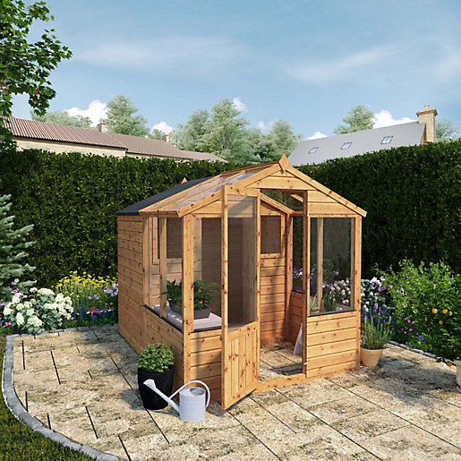 Mercia 8 x 6 ft Traditional Apex Greenhouse Combi Shed Wickes.co.uk
