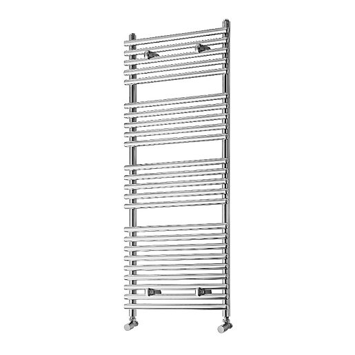 Towelrads Liquid Round Tube Chrome Heated Towel Rail Radiator 1200 x 500mm Wickes.co.uk