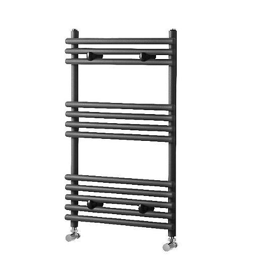 Wickes Liquid Round Tube Anthracite Heated Towel Rail Radiator 800 x 500mm Wickes.co.uk
