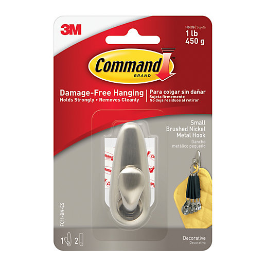 Command Brushed Nickel Metal Small Hook