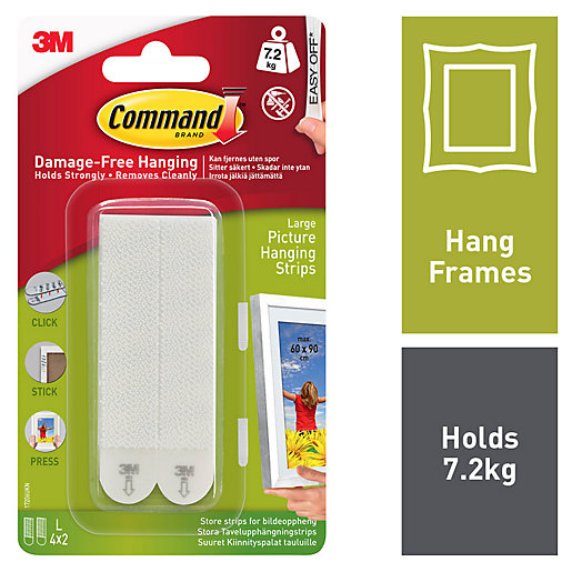 Command Large Picture Hanging Strips White Pack Of 4 Wickes.co.uk