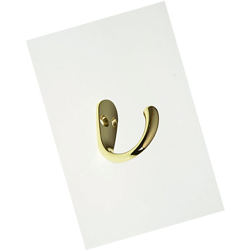 Wickes One Prong Hook Brass Pack of 2 Wickes.co.uk