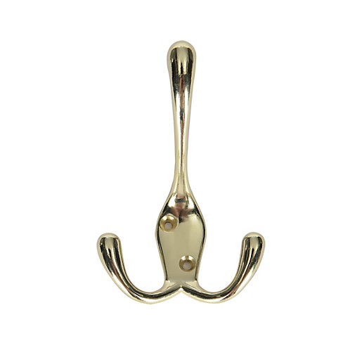 Wickes Three Pronged Screwed Hook Brass Wickes.co.uk