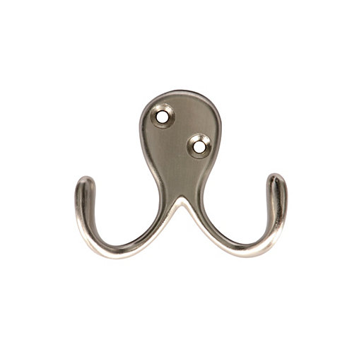 Wickes Two Prong Screwed Hook Satin Nickel Wickes.co.uk