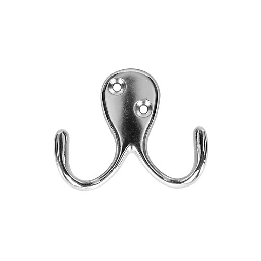Wickes Two Pronged Coat Hook Chrome Wickes.co.uk